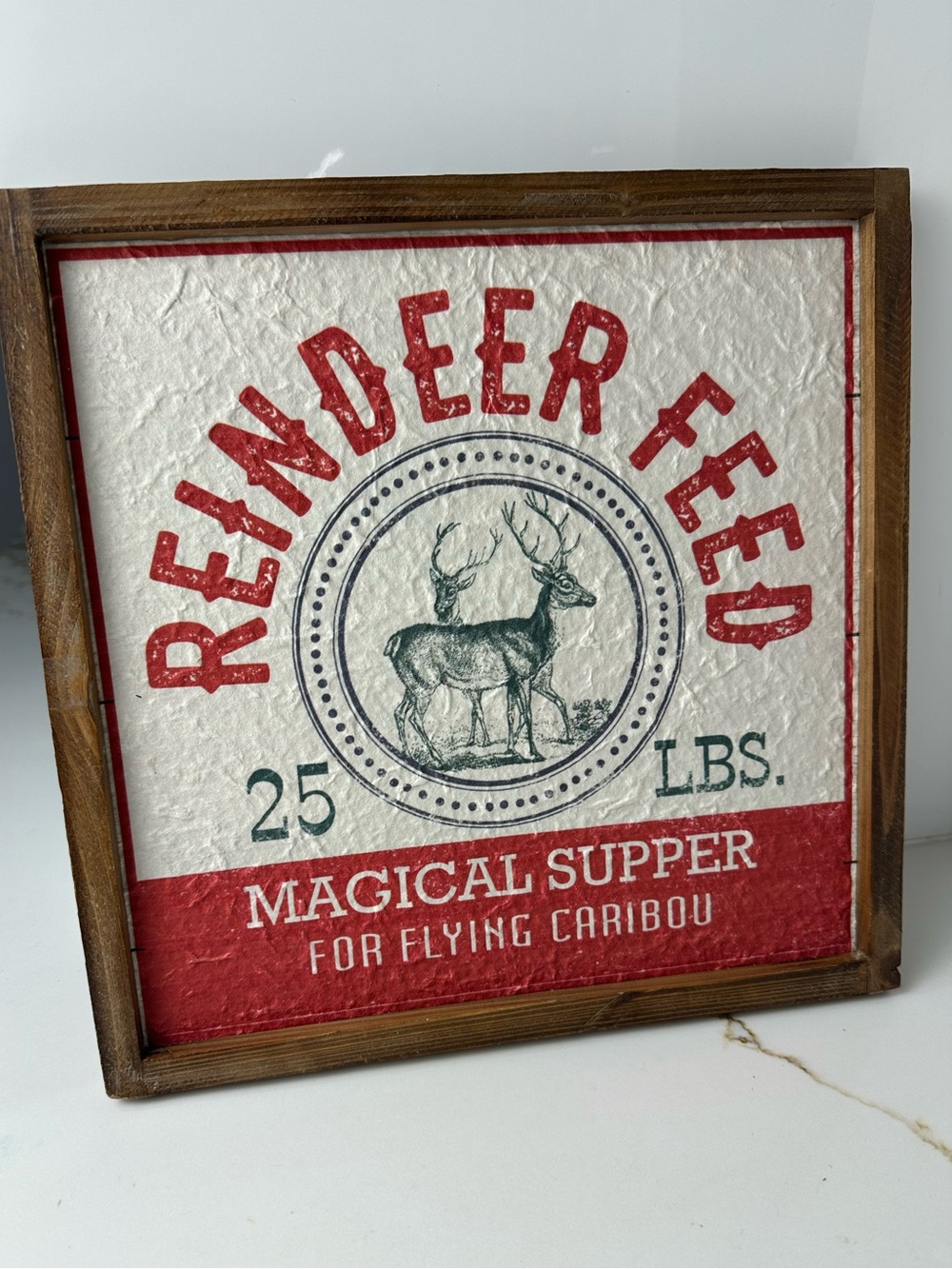 Ashland Rustic Reindeer Christmas Wall Sign framed wall art NWT